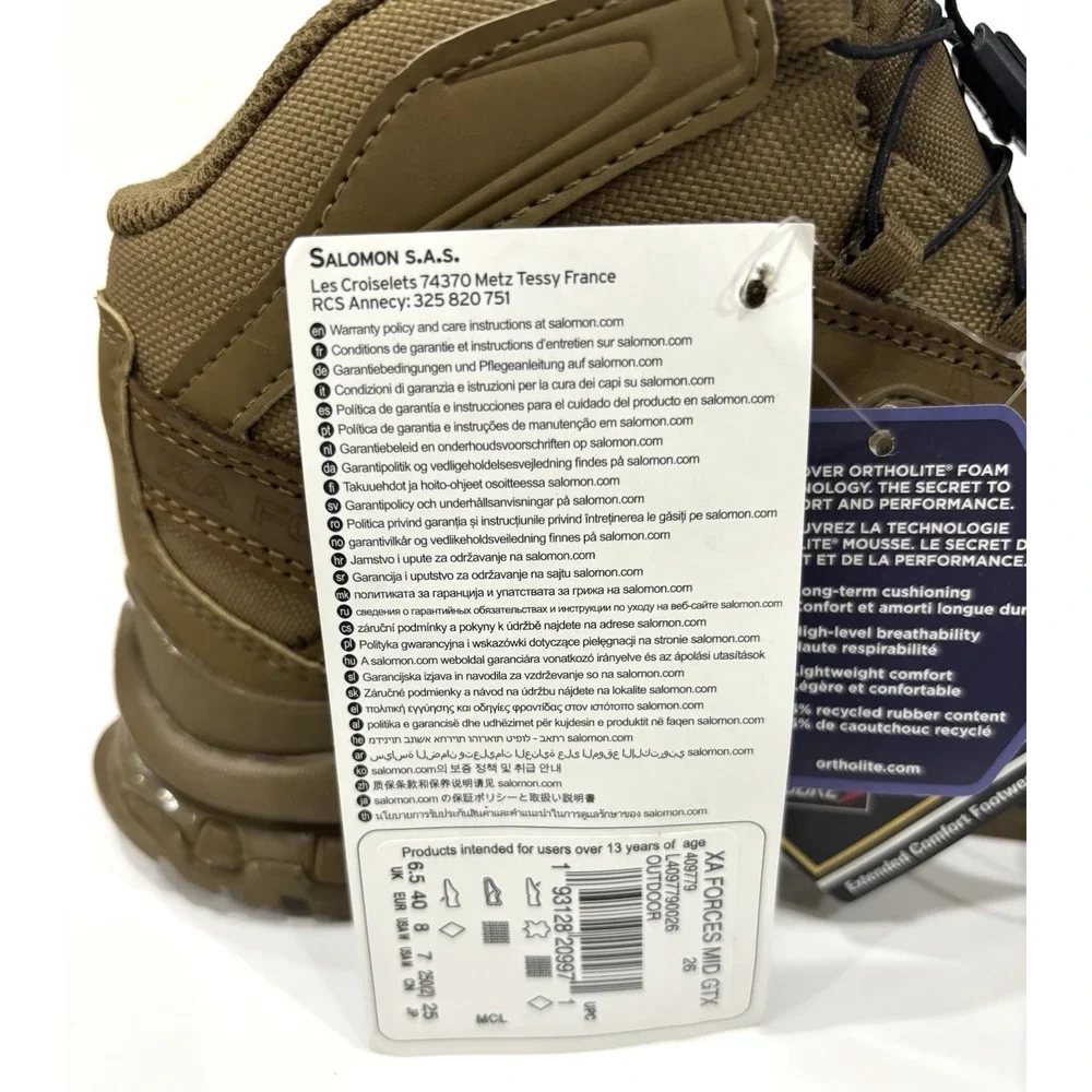 Salomon XA Forces Mid GTX Gore-Tex Tactical Boots Brown Men's 7 Women's 8 NWT